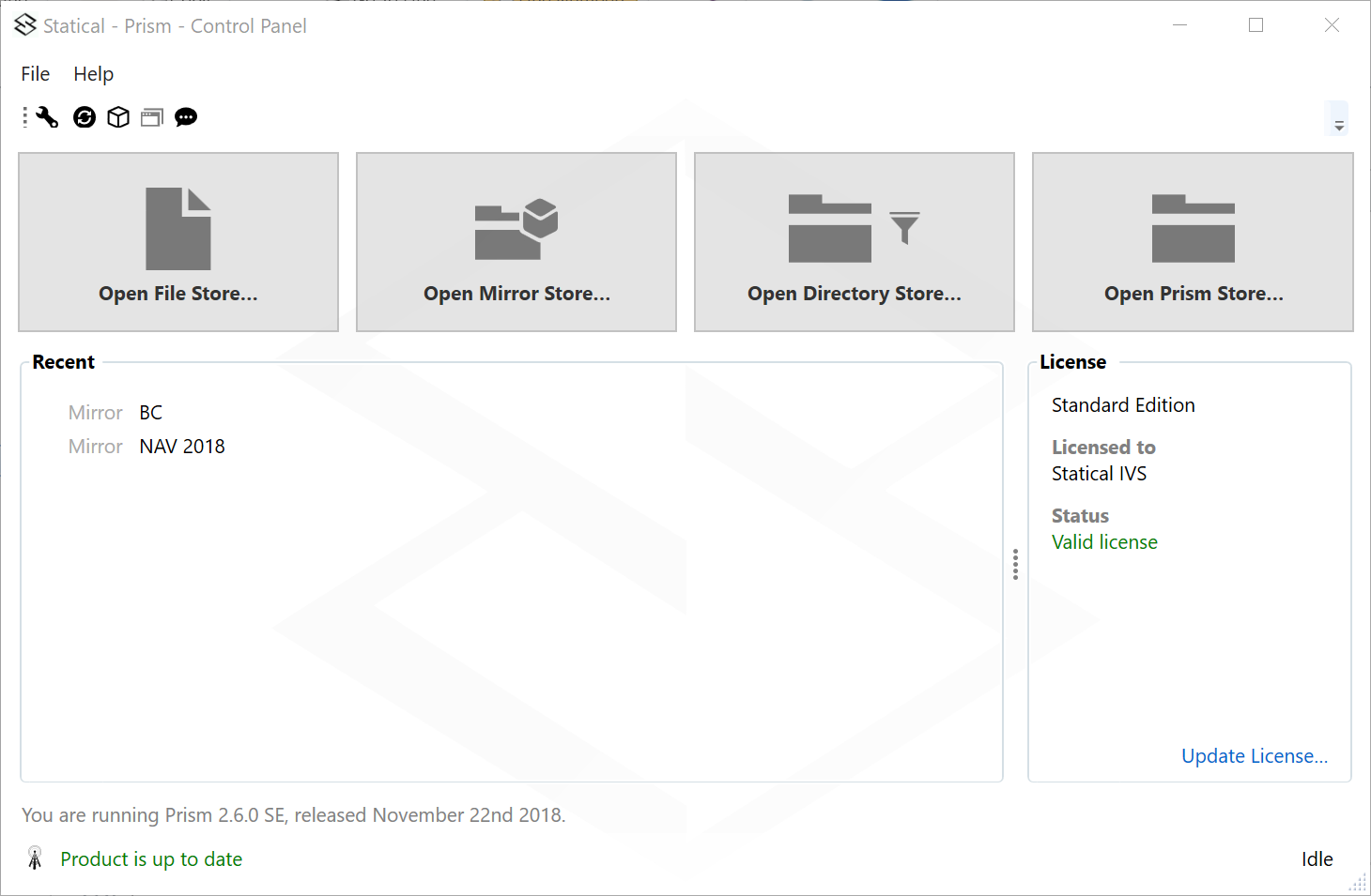 The Statical Prism control panel