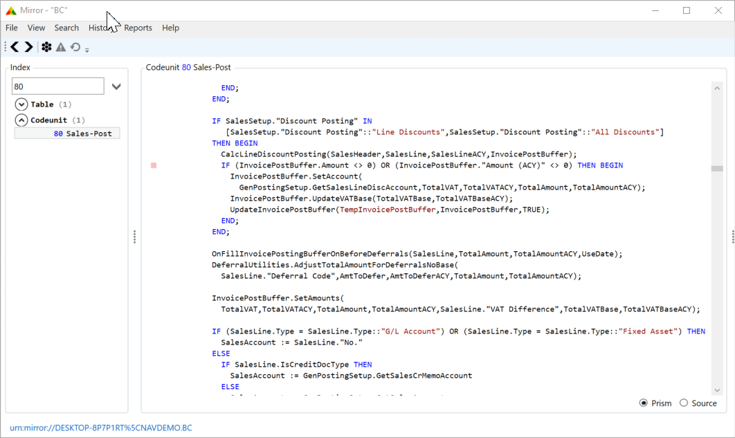 Copy line, find in C/SIDE