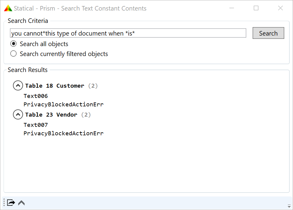 Search Text Constants