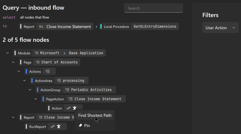 Prism for AL: Inbound flows from user actions