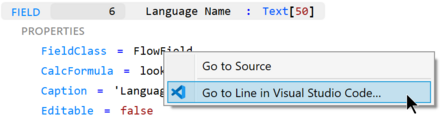 From Prism for AL, go to line in Visual Studio Code