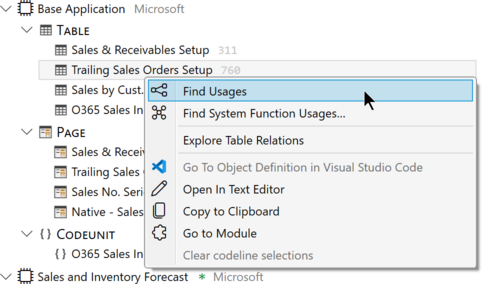 Prism for AL object-level menu