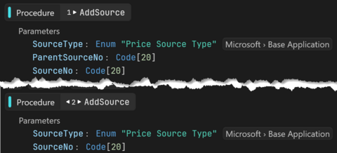Prism for AL: Overloaded procedures are numbered and have previous/next navigation