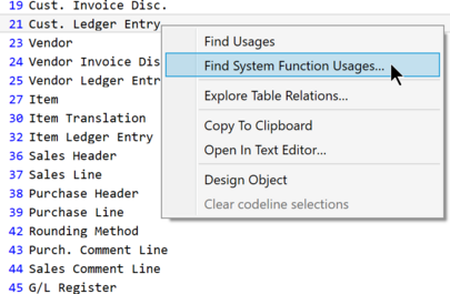 Prism for C/AL: Invoke find system function usages